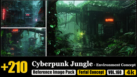 210 Cyberpunk Jungle - Environment Concept Reference Image Pack v.160 |4K|