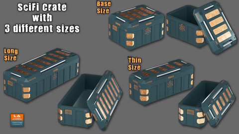 SciFi Storage Crates - Pack of 3 different Sizes with 1 Texture Set (1K/2K/4K) each