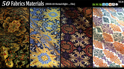 50 Fabric Materials (SBSAR+AO+NRM+Hight+...) Vol20