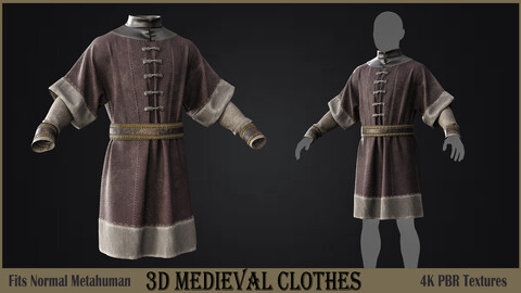 3D medieval Tunic Fbx +Obj+ Zprj+ Textures