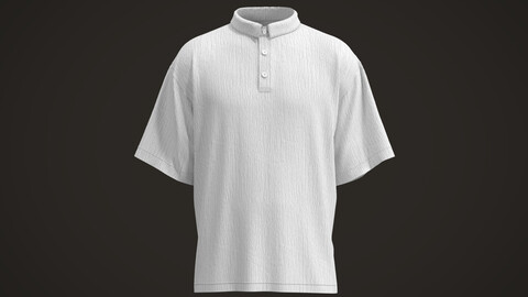 Mens Crinkled Texture Polo Shirt