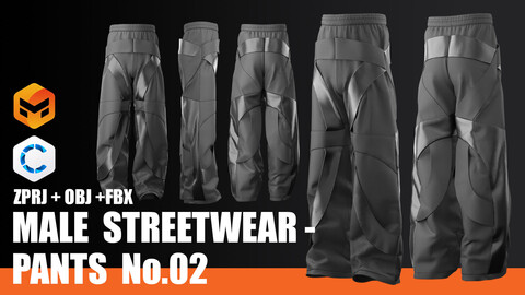 MALE STREETWEAR No.02 - Pants | CLO 3D / Marvelous Designer + OBJ + FBX