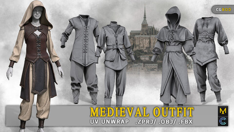 Women Clothing / Medieval Female Outfits Pack / Marvelous Designer