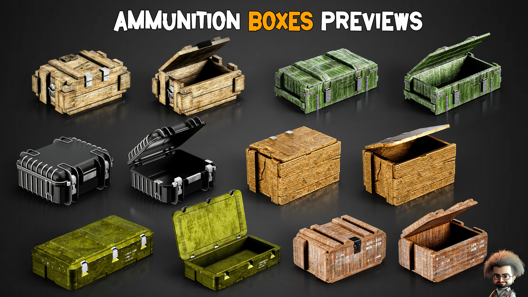 ArtStation - 73 Bullets And Ammo & Ammunition Boxes + Texture (Game ...