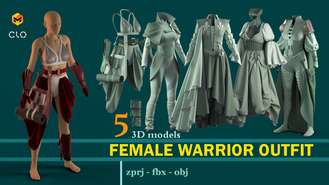 Warrior Girl Style - PACK . CLO , MD projects + FBX + OBJ