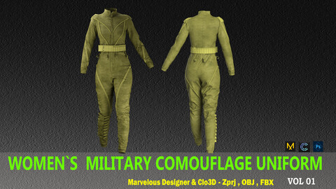 WOMEN`S  MILITARY COMOUFLAGE UNIFORM  (zprj, fbx, obj, png)