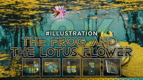 ILLUSTRATION: "The Frog and The Lotus Flower" 12K Digital Art