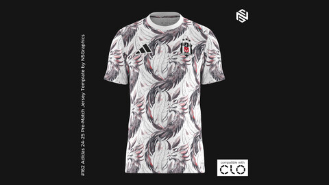 Adidas 24-25 Pre-Match Jersey Template for CLO 3D & Marvelous Designer