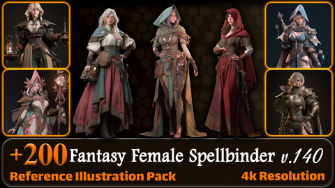 200 Fantasy Female Spellbinder Reference Pack | 4K | v.140