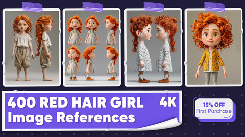 400 Red Hair Girl Image References - Vol 01