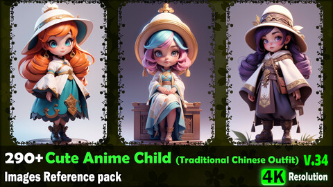 290+ Cute Anime Child (Traditional Chinese Outfit) Images Reference Pack - 4K Resolution - V.34