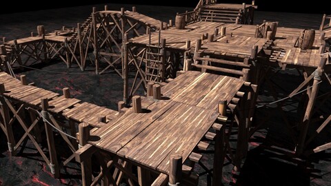 Medieval wooden structures 3D model