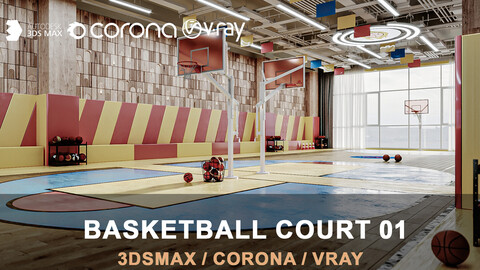 Basketball court 01 for 3DsMax