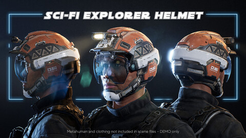 Sci-Fi Explorer Helmet - Low Poly, Game-Ready, Customizable