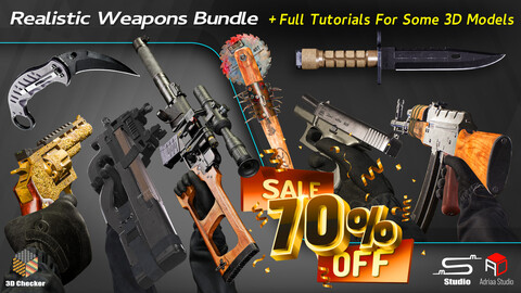 Realistic Weapons Bundle / Game Ready / 8 in 1 / 70% Off