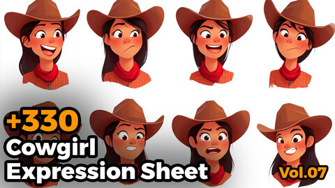 +330 Cowgirl Expression Sheet(4k)