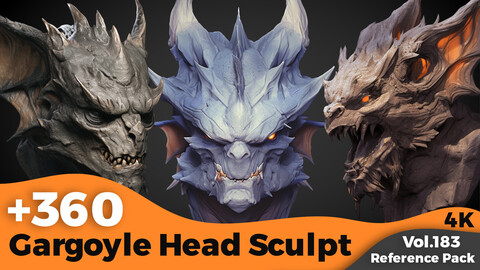 +360 Gargoyle Head Sculpt Reference(4k)