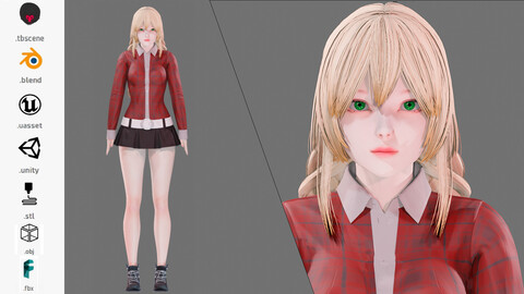 Casual Clothing 0002 - UE5 - Unity - Blender - Animated - Realistic Female Character