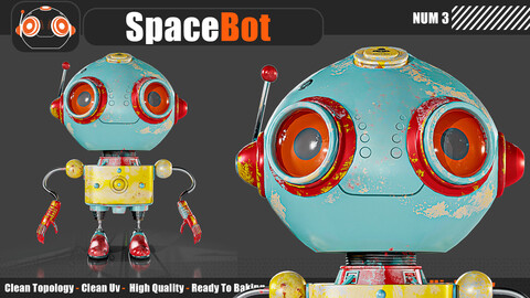 SpaceBot Robot (Fbx-Obj-Max File 2021)