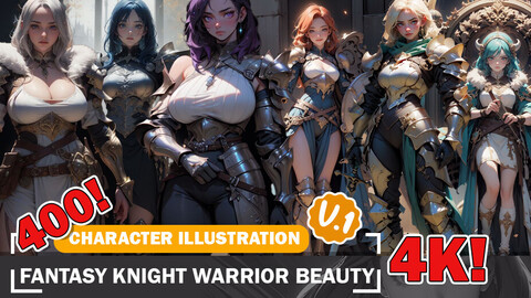 400 Fantasy Knight Warrior Beauties Armored Warriors Diverse Outfits and Reference Art V1 4K