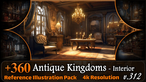 360 Antique Kingdoms Environment - Interior Concept Reference Pack | 4K | v.312