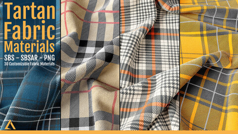 30 Tartan Fabric Materials Sbsar + SBS + PBR Textures