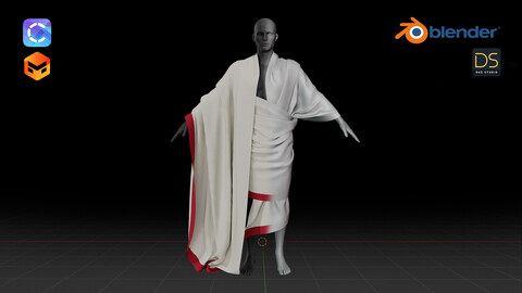 Roman Toga / New version: A-pose + Blend file (Quads)