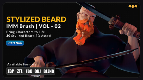 30 Stylized Beard 3D Asset (IMM Brush) - VOL02