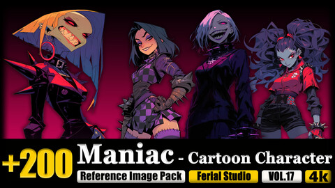 200 Maniac - Cartoon Character Reference Image Pack v.17 |4K|