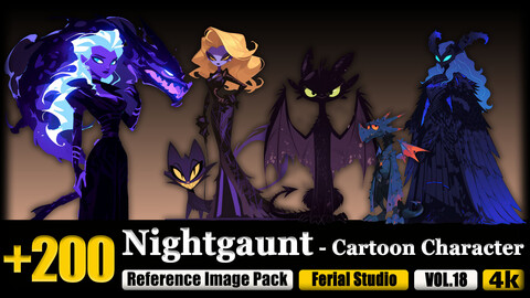 200 Nightgaunt - Cartoon Character Reference Image Pack v.18 |4K|