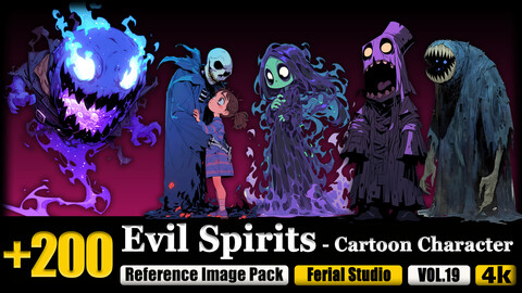 200 Evil Spirits - Cartoon Character Reference Image Pack v.19 |4K|