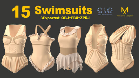 15 Swimsuit  /marvelous designer / clo3d / OBJ / FBX