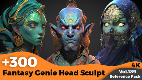 +300 Fantasy Genie Head Sculpt Reference(4k)