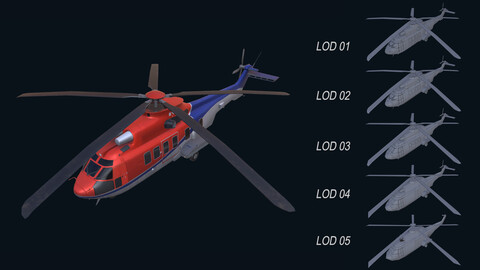 Asset - Army -EC225 Super Puma MkII 3D MODEL Low-poly 3D model