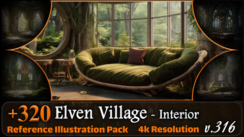 320 Elven Village Environment - Interior Concept Reference Pack | 4K | v.316