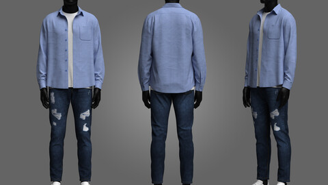 Male Shirt and Jeans Outfit _3D Model