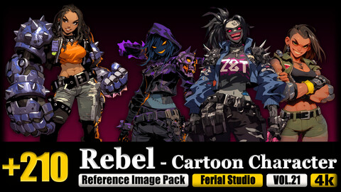 210 Rebel - Cartoon Character Reference Image Pack v.21 |4K|