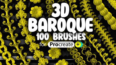 100 Procreate 3D Baroque Brushes | Baroque Style Brushes Procreate | Procreate Ornate Brushes | Baroque Floral Brushes Procreate