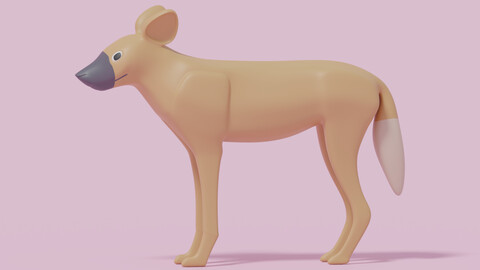 Cartoon African Wild Dog 3D model