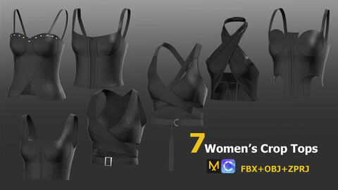 7 Women's Crop Tops /Marvelous Designer / Clo3d file +OBJ +FBX