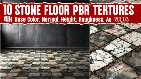 Stone Floor VOL.03|4K Seamless PNG PBR Textures