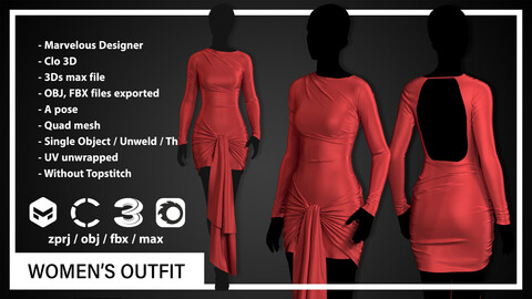 WOMEN'S OUTFIT (CLO3D, MD PROJECTS+OBJ+FBX)