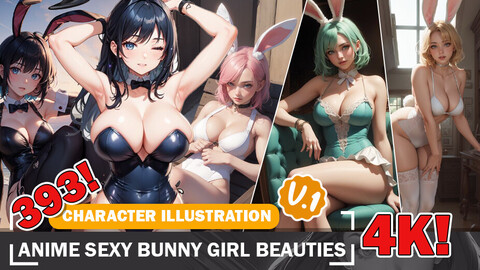 393 Anime Sexy Bunny Girl Beauties Diverse Outfits and Character Reference Intricate Design Art V1 4K