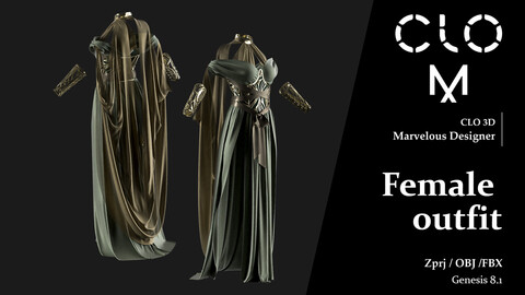 Female outfit / Marvelous Designer/Clo3D project file + OBJ, FBX