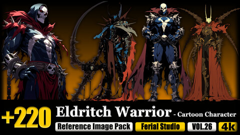 220 Eldritch Warrior - Cartoon Character Reference Image Pack v.26 |4K|