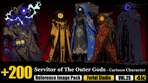 200 Servitor of The Outer Gods - Cartoon Character Reference Image Pack v.25 |4K|