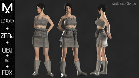 Character Outfit Female Marvelous designer/Clo3d OBJ mtl FBX ZPRJ