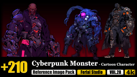 210 Cyberpunk Monster - Cartoon Character Reference Image Pack v.28 |4K|