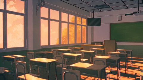 Sunset Classroom 3D Model (Sketchup3D)