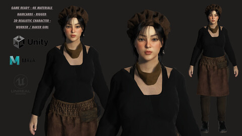 AAA 3D REALISTIC CHARACTER - WORKER / BAKER GIRL